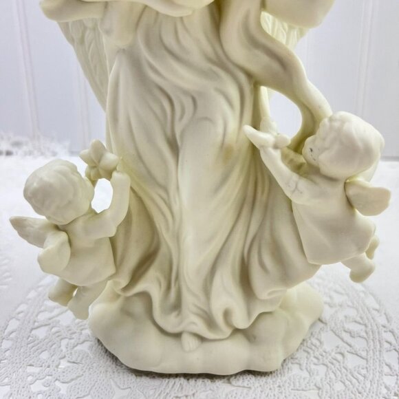 Partylite Holiday Taper Candleholder Figurine Statue Bisque "Angel Of Light" - Picture 8 of 11